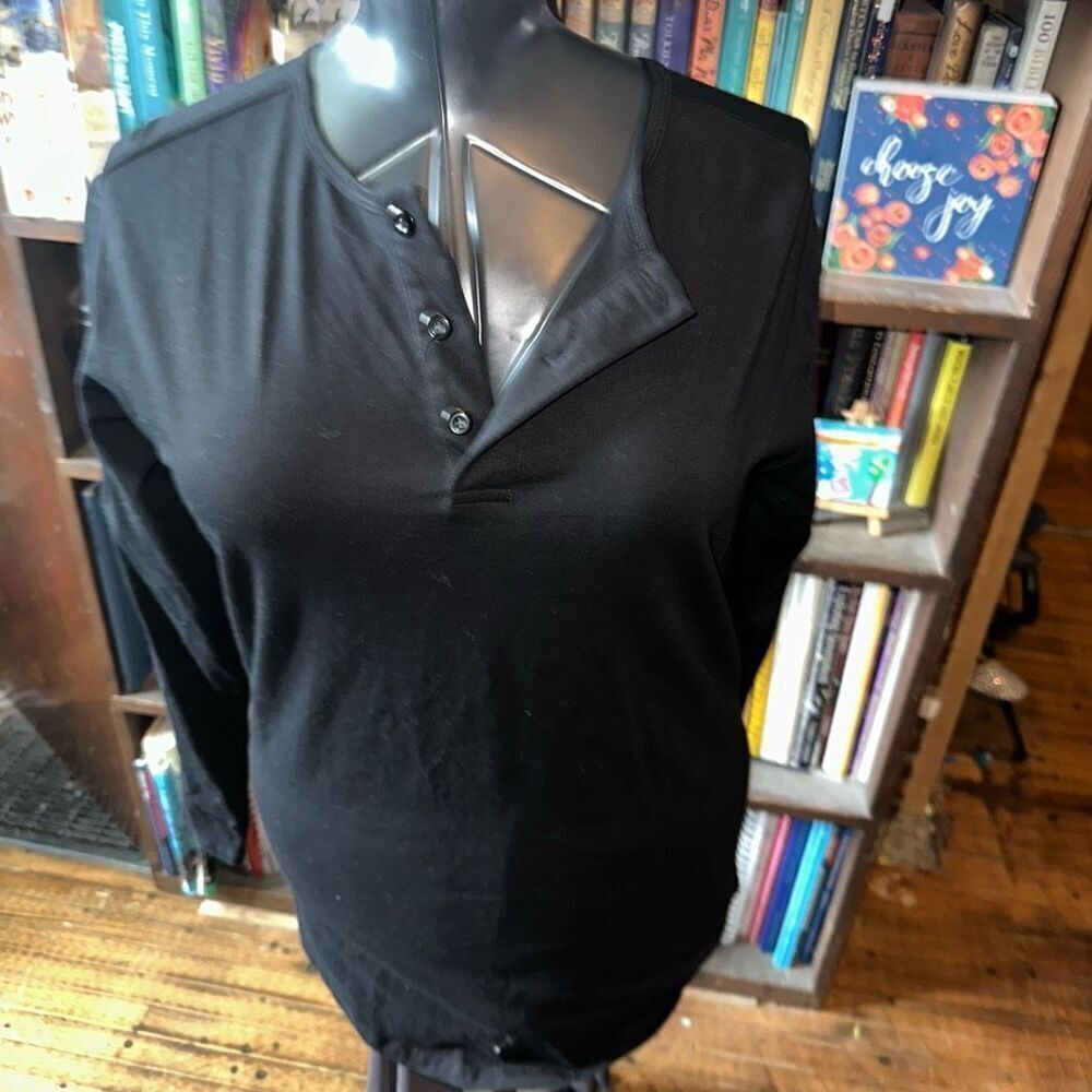 Zyia black long sleeve Henley athletic S sporty shirt